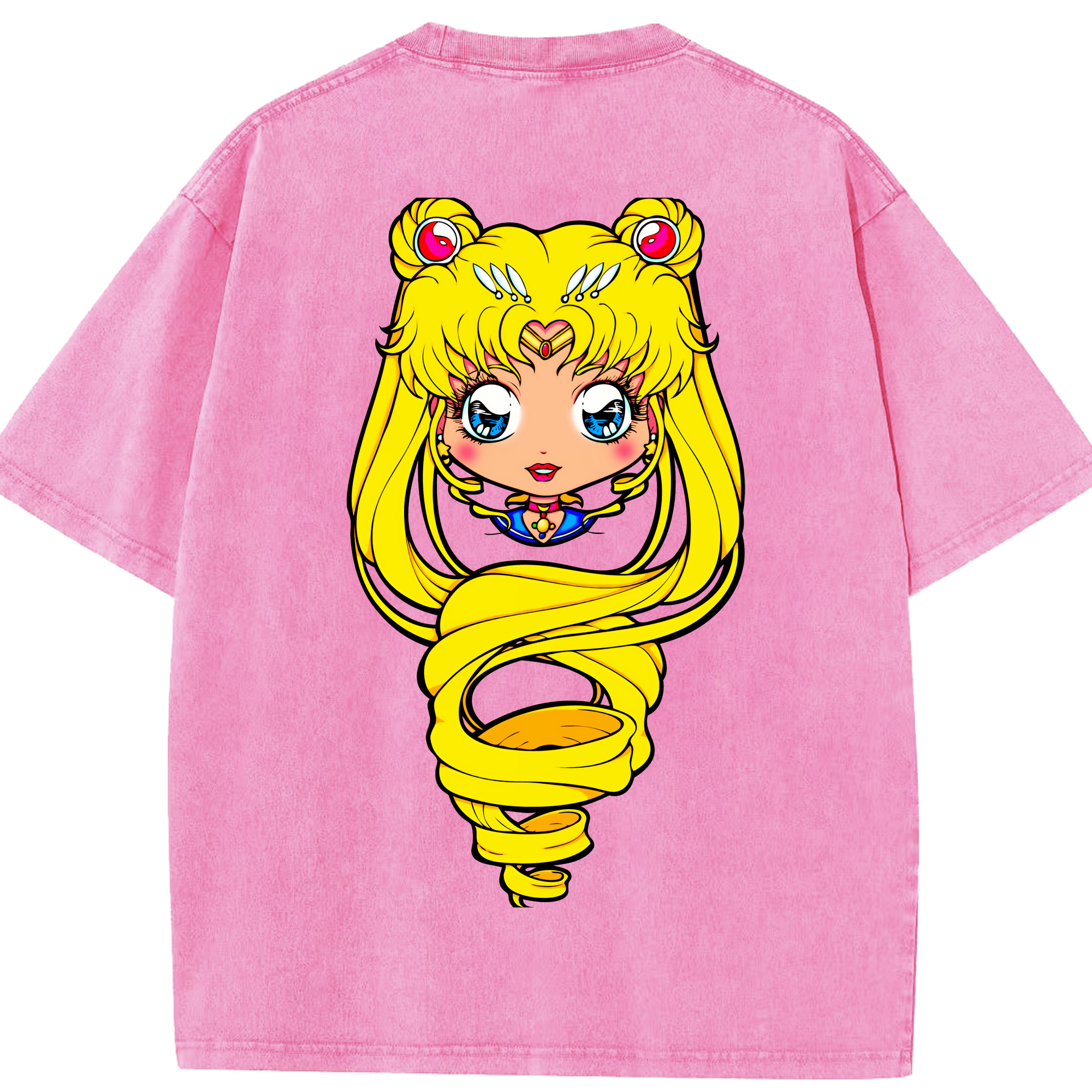 （画像用） 美少女戦士セーラームーン 月野 うさぎ つきの うさぎ Sailor Moon Tsukino Usagi 綿100% ヴィンテージ風 半袖Tシャツ（背面プリント）